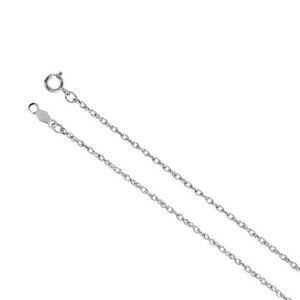 1.25mm, 14k White Gold Solid Loose Rope Chain Necklace, 16 Inch